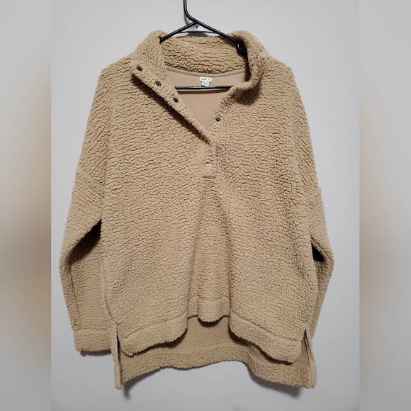 aerie Tops - Aerie Oversized Sherpa Style Quarter Button Pullover